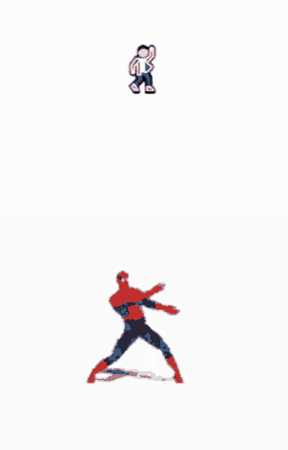 a cartoon of a man in a spiderman costume jumping into the air
