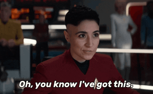 a woman in a red suit says oh you know i ve got this