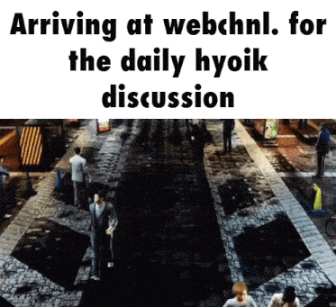 a video game scene with the words arriving at webchnl. for the daily hyoik discussion