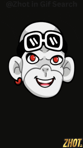 a picture of a monkey wearing goggles with the words zhot in the bottom right corner