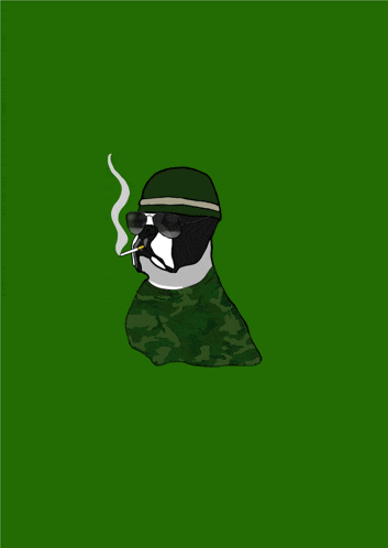 a drawing of a soldier smoking a cigarette
