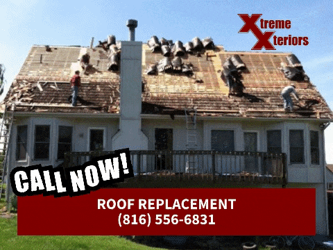 an advertisement for roof replacement says call now
