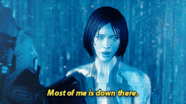 a video game character says that most of me is down there