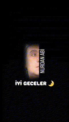 a black background with a yellow crescent moon and the words iyi geceler