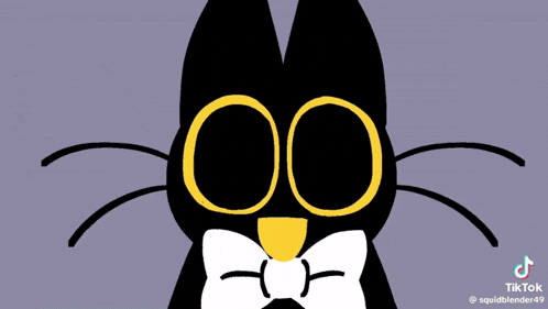 a black cat with glasses and a bow tie is holding a piece of paper .