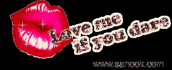 a picture of a kiss with the words " love me is you dare "