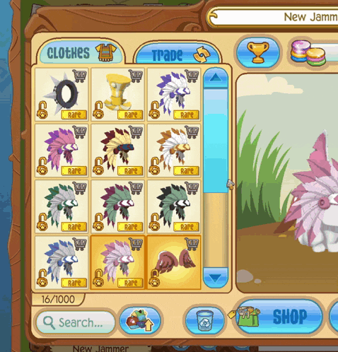 a screen shot of a game with clothes and trade options