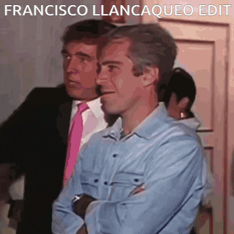 two men are standing next to each other with francisco llancaqueo edit written above them