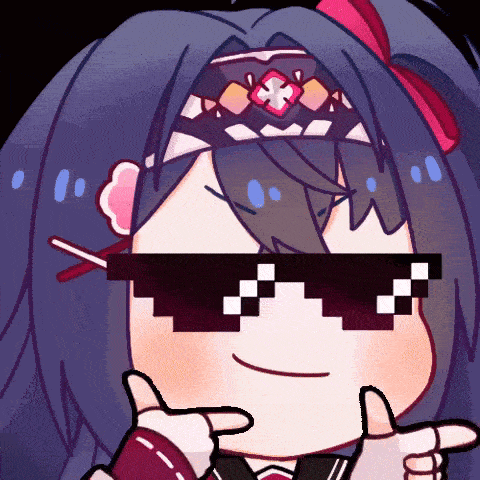 a cartoon girl wearing sunglasses and a headband with a cross on it