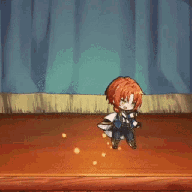 a cartoon character is standing on a stage holding a violin