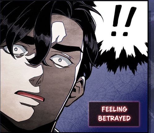 a cartoon of a man with the words feeling betrayed