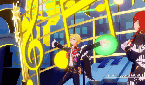 a video game called wish upon a music switch shows two characters