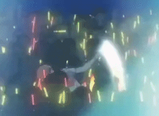 a blurry picture of a group of people dancing in a dark room with glow in the dark lights .