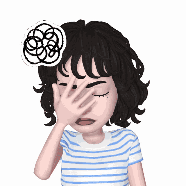 a cartoon girl with a nose ring and a sticker on her head