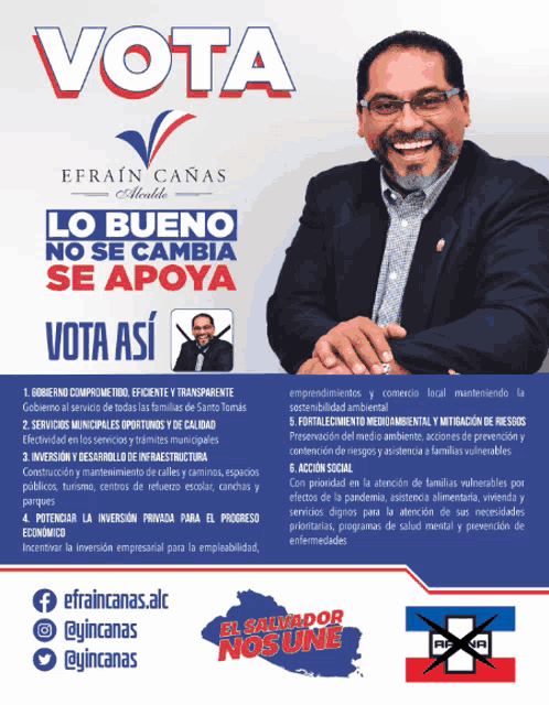 a poster that says vota with a smiling man on it