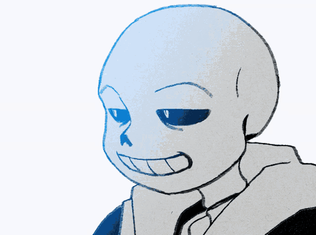 a drawing of a skeleton with a blue star behind him