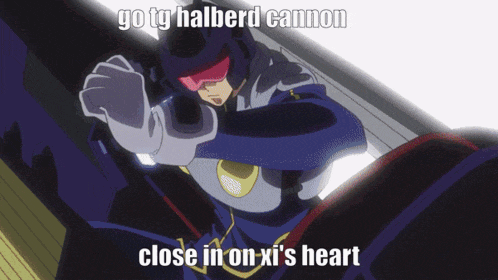 a picture of a superhero with a caption that says go tg halberd cannon