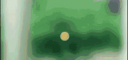 a tennis ball is floating in a green liquid in a bathtub .