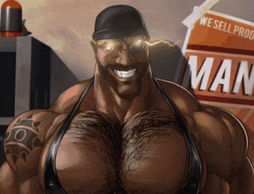 a cartoon of a man with a sign that says man