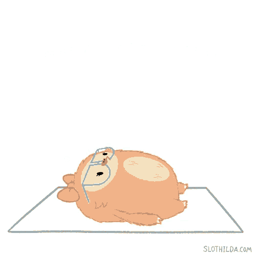 a cartoon of a dog laying on a yoga mat with the words " rather get tacos " in a thought bubble