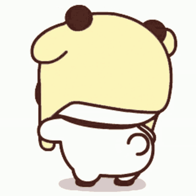 a cartoon drawing of a panda wearing a white shirt and a yellow hat .