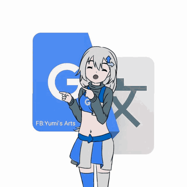 a drawing of a girl in front of a facebook icon