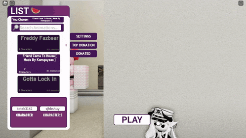 a screenshot of a video game called freddy fazbear with a play button