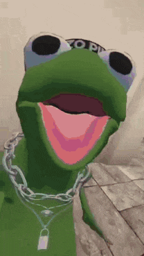 kermit the frog is wearing a necklace and sunglasses