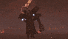 a man is flying through the air in a video game while holding a fire torch .