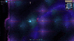 a screenshot of a video game shows a purple and blue background