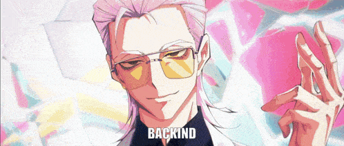 a drawing of a man with glasses and the word backind on the bottom