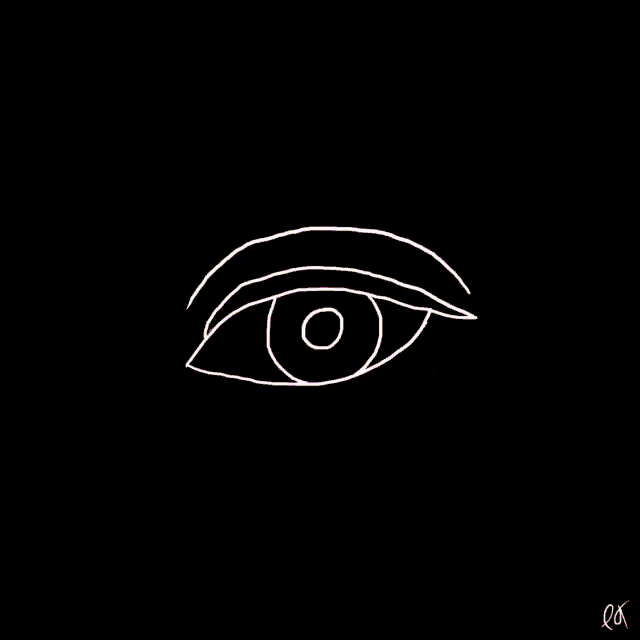a drawing of an eye with a colorful circle in the middle