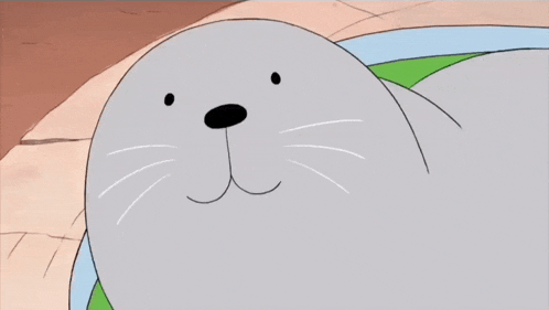 a close up of a seal 's face with a black nose