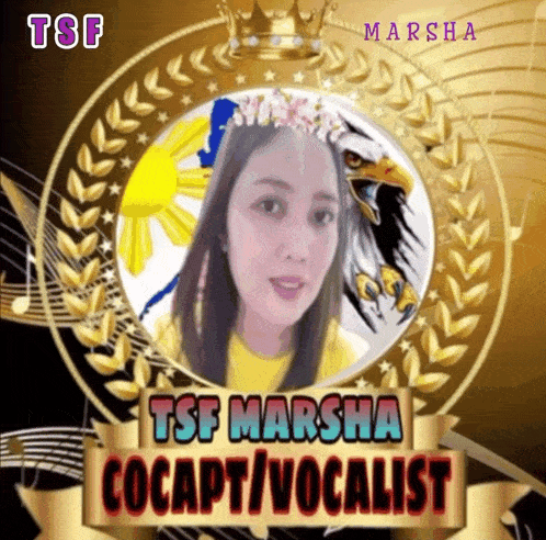a tsf marsha co capti vocalist badge with a picture of a woman