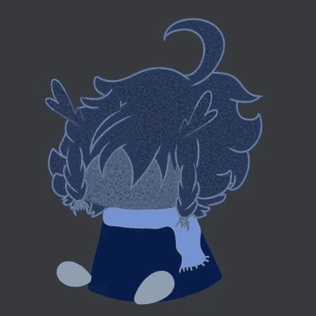a drawing of a person with a scarf around their neck .