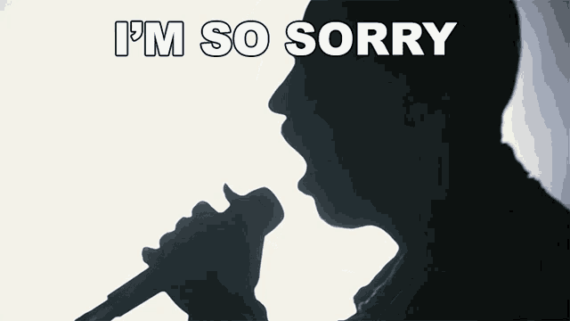 a silhouette of a man with the words i 'm so sorry above him