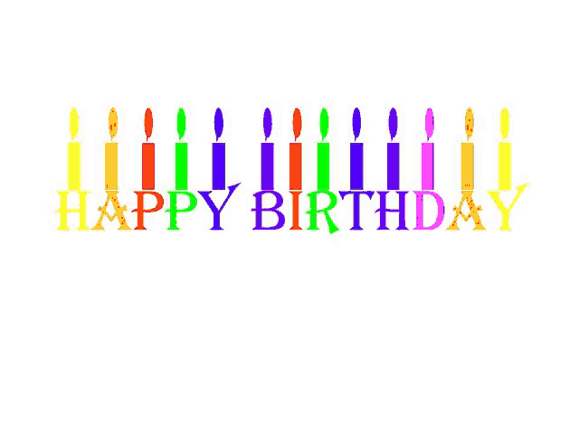 a row of colorful birthday candles with the words happy birthday