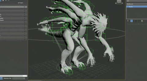 a 3d model of a monster is displayed on a computer screen .