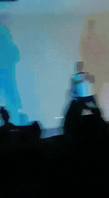 a blurry picture of a person standing in front of a crowd