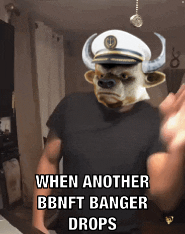 a bull wearing a captain 's hat says when another bbnft banger
