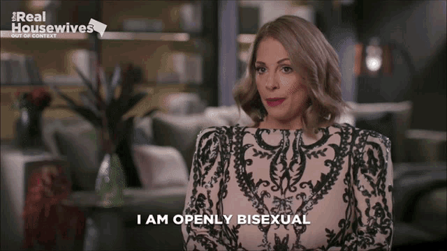 a woman says i am openly bisexual in a real housewives video