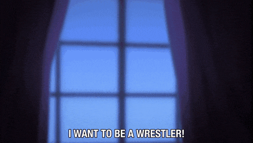 a blurry picture of a window with the words i want to be a wrestler below it