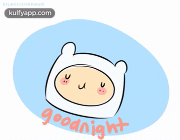 a drawing of finn from adventure time with the words goodnight written below him