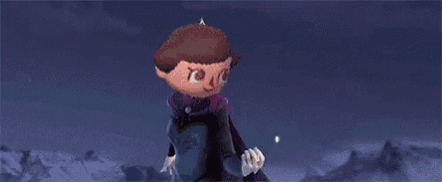 a cartoon character is holding a fish in her hands .