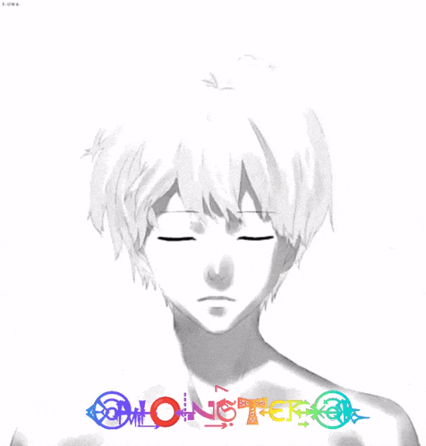 a black and white drawing of a person with the word monster on the bottom