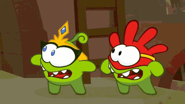 a cartoon character with a crown on his head and a red hand