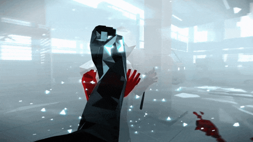 a person 's foot is visible in a video game in a room