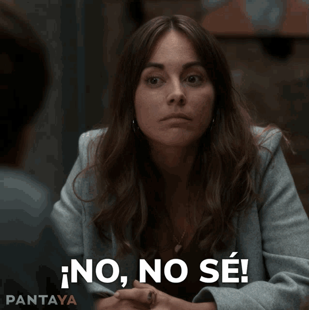 a woman sitting at a table with the words no no se