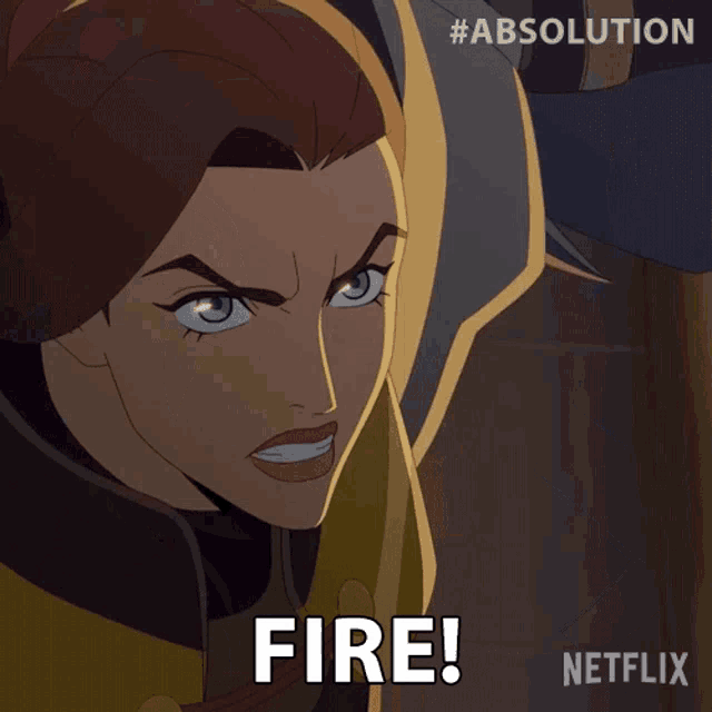 a cartoon of a woman saying fire in a netflix advertisement