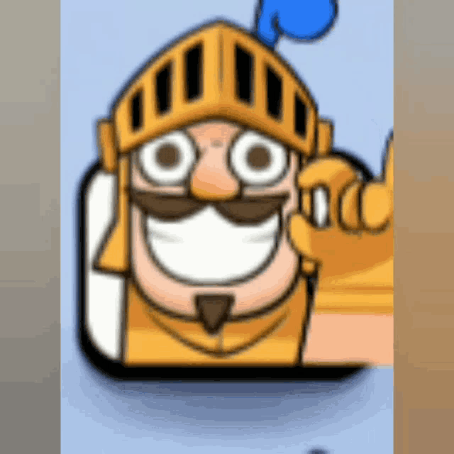 a cartoon of a knight wearing a helmet and giving a thumbs up
